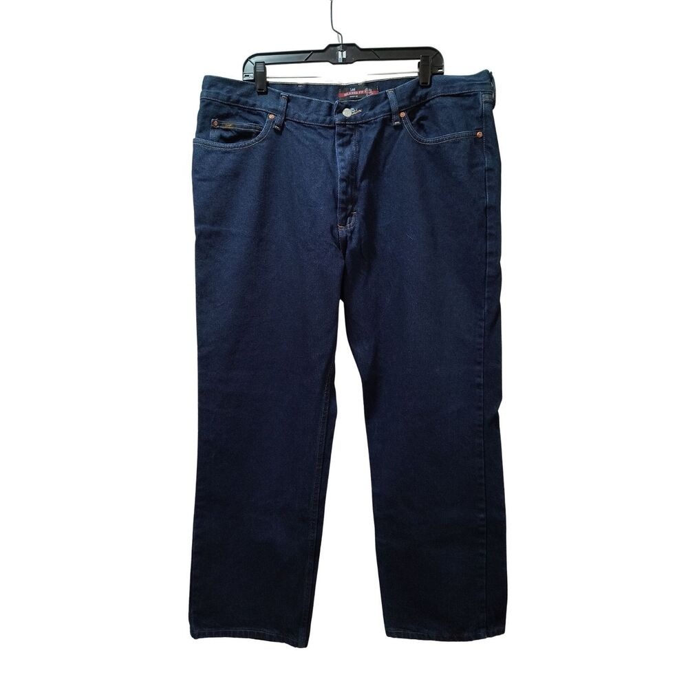 Lee Relaxed Fit Straight Leg Jeans Men 42x30 Blue Dark Wash Cotton Denim NWOT